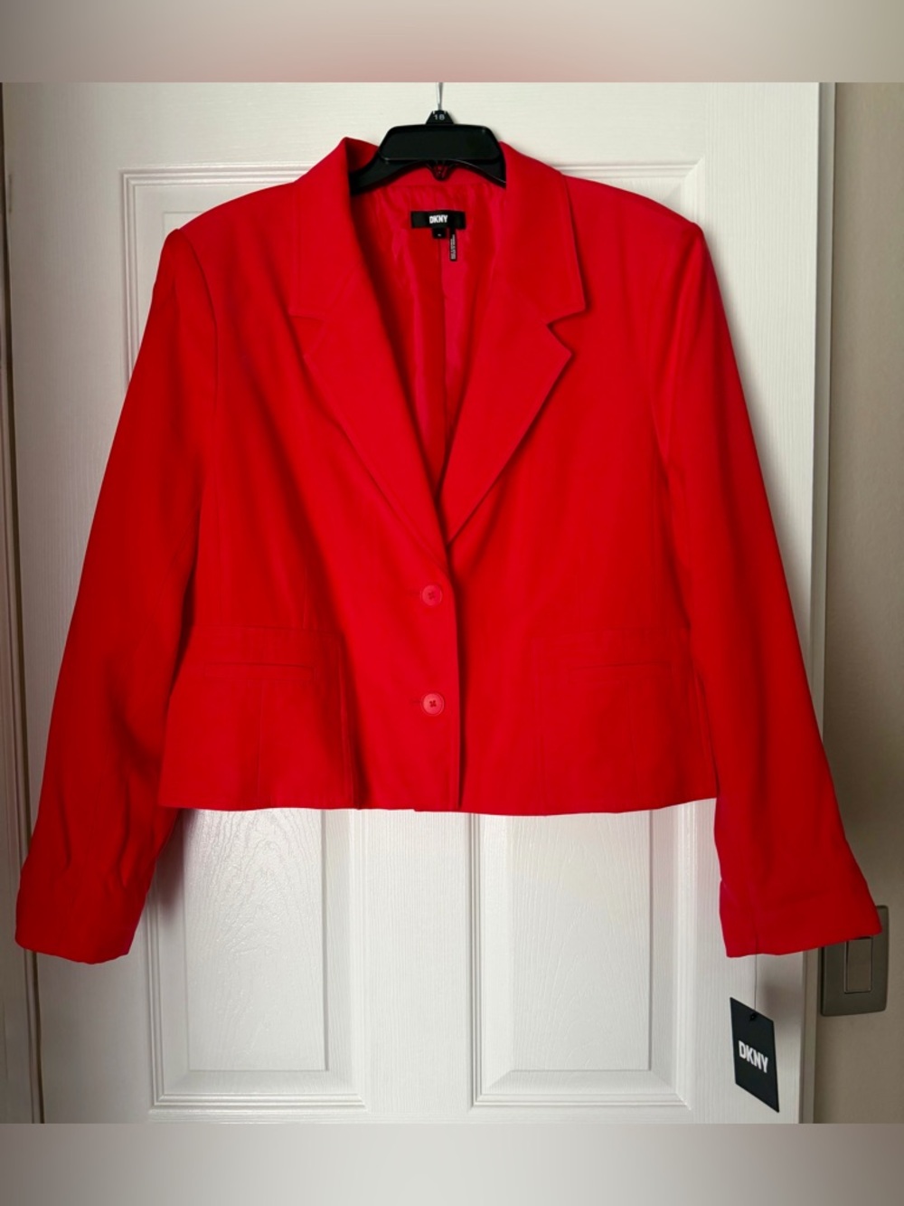 DKNY Bright Red Women's Cropped Blazer